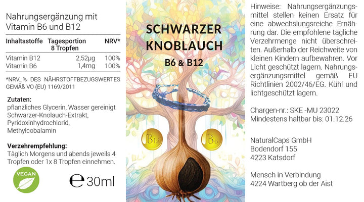 Schwarzer Knoblauch mit Vitanin B6 & B12